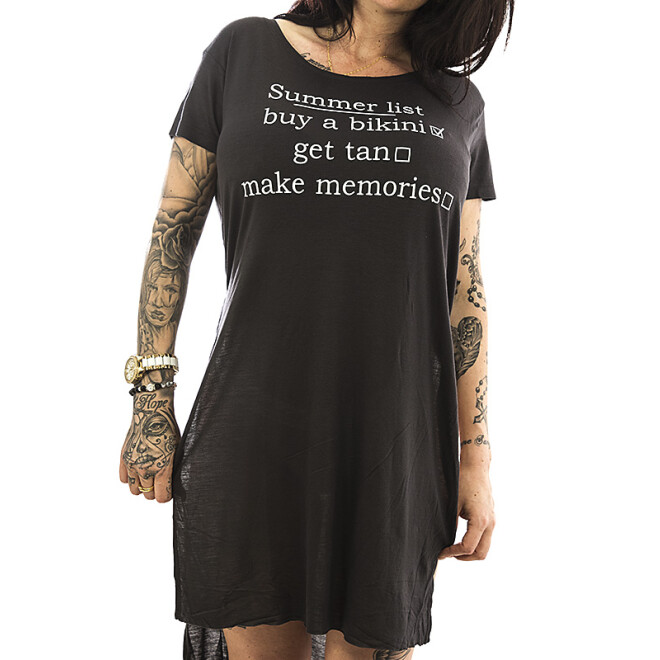 Stitch & Soul Frauen Long Shirt Kleid 1381 grey XS