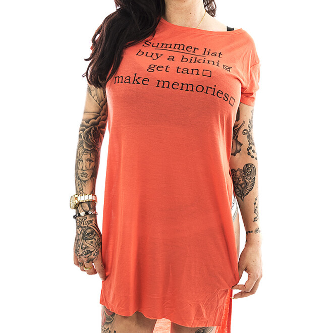 Stitch & Soul Frauen Long Shirt Kleid 1381 orange S