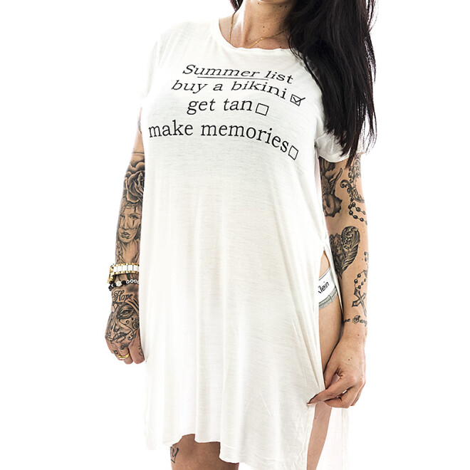 Stitch & Soul Frauen Long Shirt Kleid 1381 weiß XS