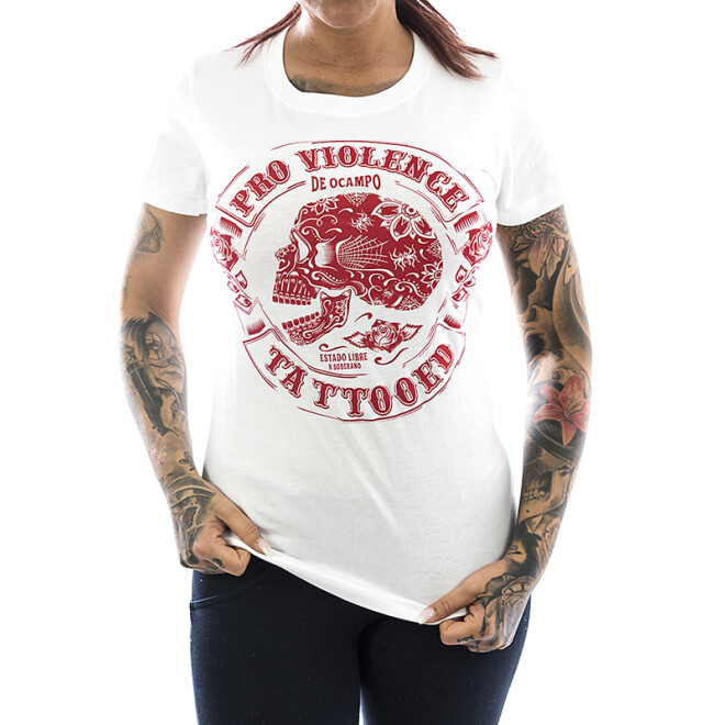 Pro Violence Shirt Girly Tattoed 1110 white-red 11