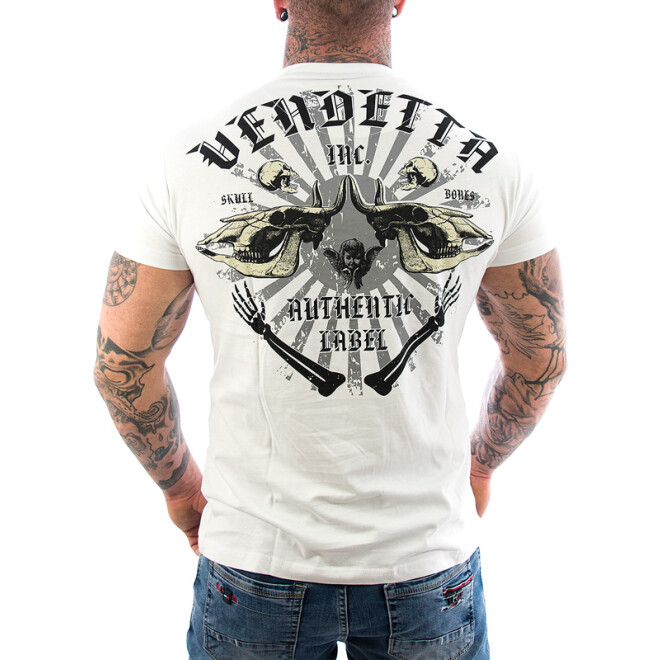 Vendetta Inc. Shirt Skull Bones weiss VD-1089 1