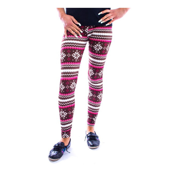 Damen Leggings Hose LEG EN-233 braun-pink L-XL