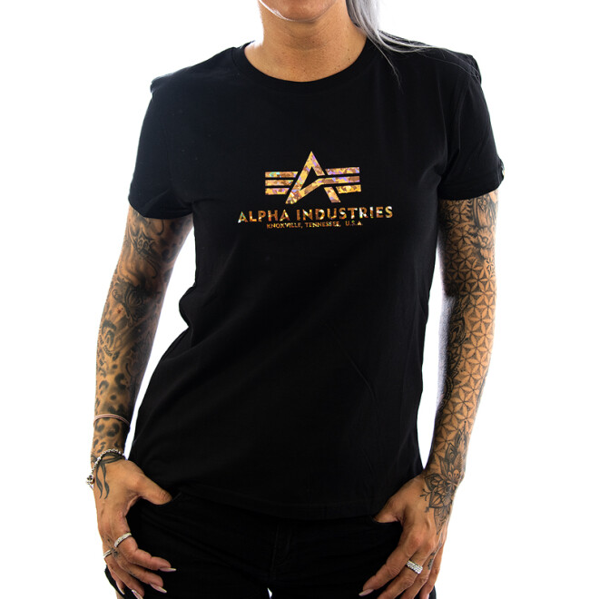 Alpha Industries Frauen Shirt Basic schwarz, gold 1