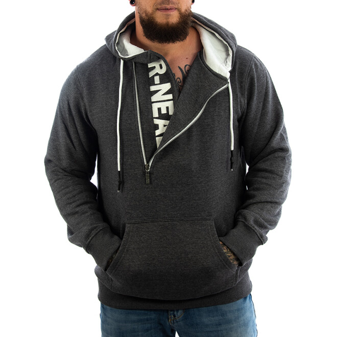 Rusty Neal Streetwear Kapuzen-Sweatshirt mit 1/2 Zipper anthrazit 7006 1