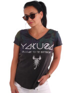 Yakuza T-Shirt Gradient Skull Dye V-Neck T-Shirt 19139 schwarz 11