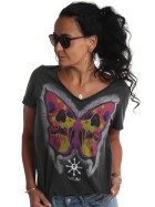 Yakuza Gradient Butterfly Dye V-Neck T-Shirt schwarz 19120 11
