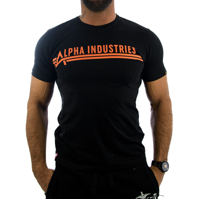 Alpha Industries Herren T-Shirt schwarz/orange 126505 11