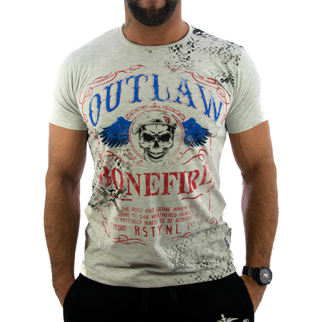 Rusty Neal T-Shirt OUTLAW BONEFIRE grau melange 15279 1