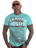 Yakuza men t-shirt Jesus turquoise 19029
