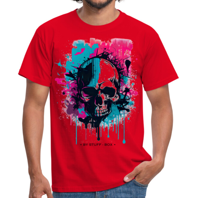 Stuff-Box Splash Skull Shirt rot Männer 11