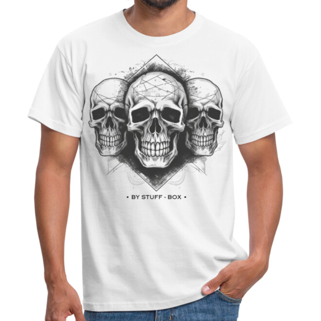 Stuff-Box Three Skulls Shirt weiß Männer 1