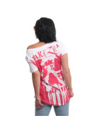 Yakuza Frauen Shirt Noggin Curved V-Neck rose red 22133 2