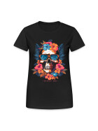 Stuff-Box Skull & Rose Frauen Rundhals Shirt schwarz 22