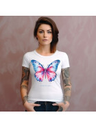 Stuff-Box Butterfly Frauen Rundhals Shirt weiß 1