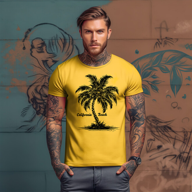 Stuff-Box California Beach Shirt gelb Männer11