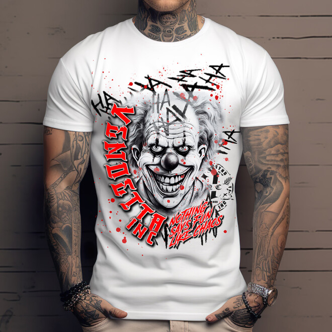 Vendetta Inc. Shirt Crazy Clown weiß VD-1279 11