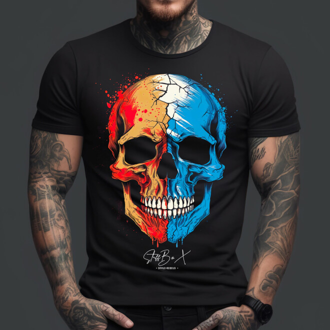 Stuff-Box Skull Flash Männer Shirt schwarz 1014 1
