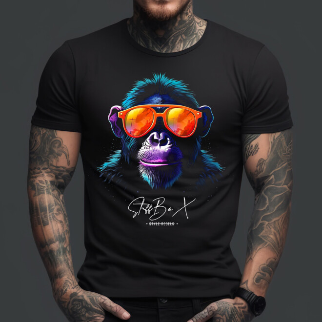 Stuff-Box Cool Monkey Männer Shirt schwarz 1015 1