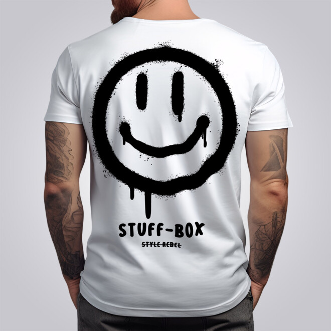 Stuff-Box Männer Shirt Smiley 2.0 weiß 1021 1