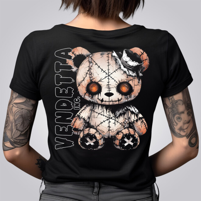 Vendetta Inc. Shirt V-Ausschnitt Teddy schwarz