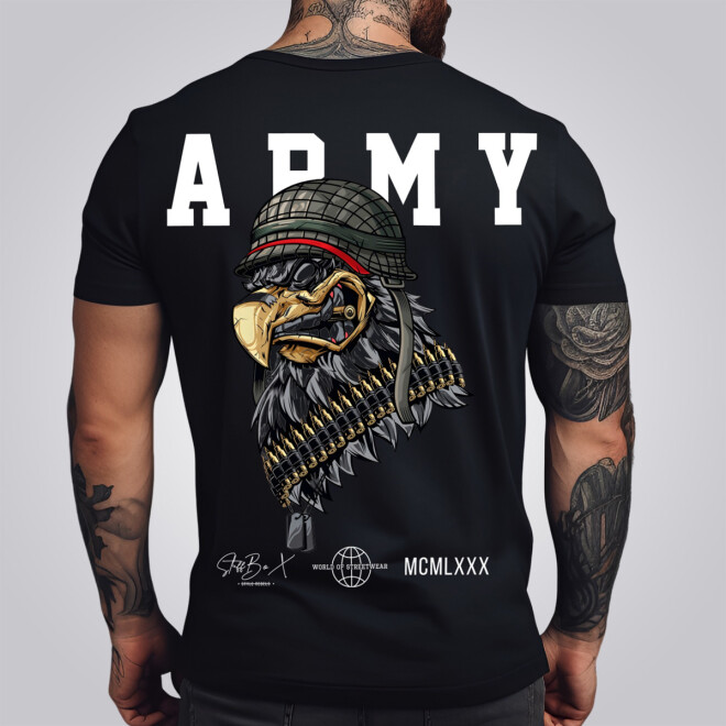 Stuff-Box Herren Shirt schwarz Army 1037 11