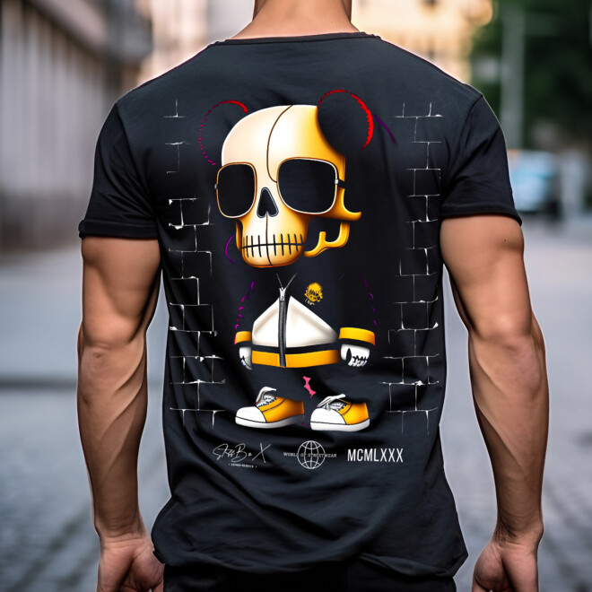 Stuff-Box Herren Shirt Little Skull schwarz 1038 11
