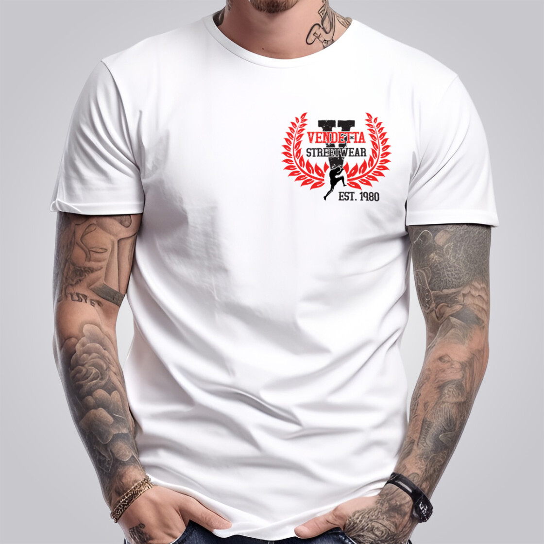 Vendetta Inc. men's round neck shirt Two Blood white 1318 - New
