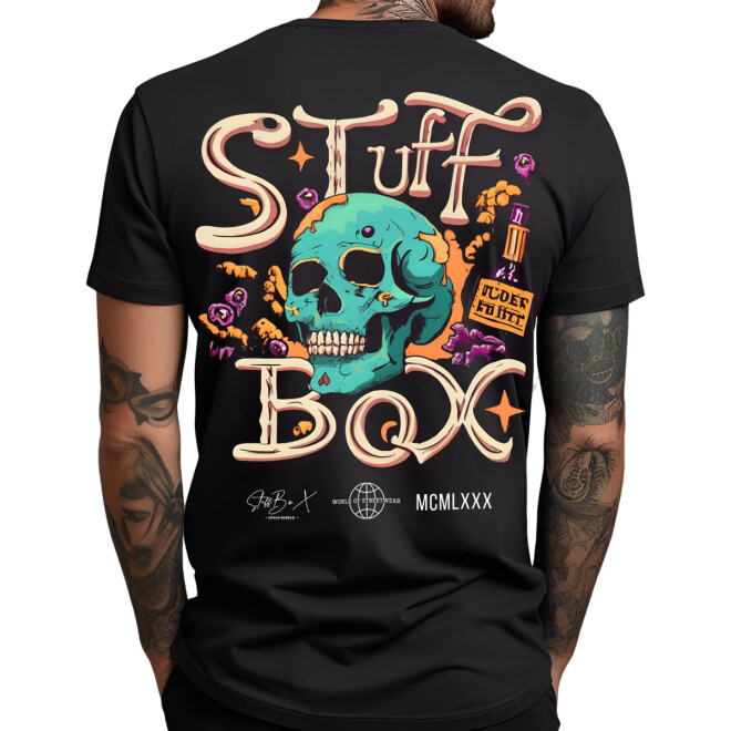 Stuff-Box Herren T-Shirt Skull Slurp schwarz 1060 11