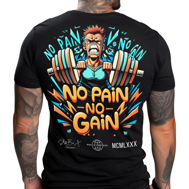 Stuff-Box Shirt No Pain No Gain schwarz 1064 1