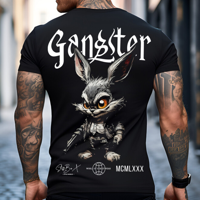 Stuff Box Shirt Rabbit Gangster schwarz STB-1077 1