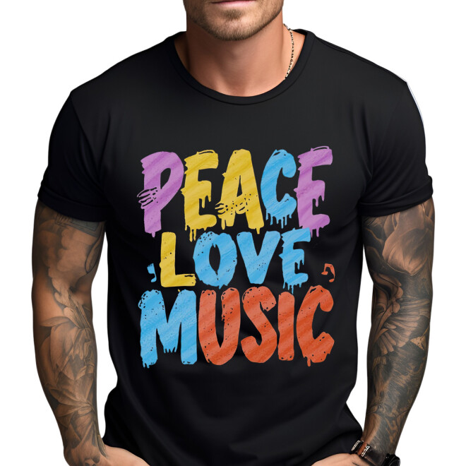 Stuff-Box Shirt schwarz Peace Love Music F-0006 1