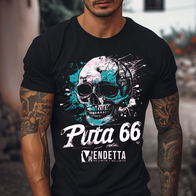 Vendetta Inc. Shirt schwarz Skull Puta 66 VD-1348 1
