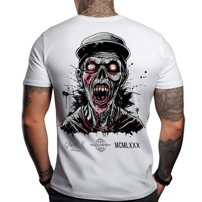 Stuff-Box Shirt weiß Skull Zombie STB-1100 11