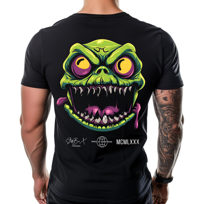 Stuff-Box Shirt schwarz Monster Face STB-1099 1