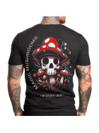 Stuff-Box Shirt schwarz Skull Mushrooms STB-1105 1
