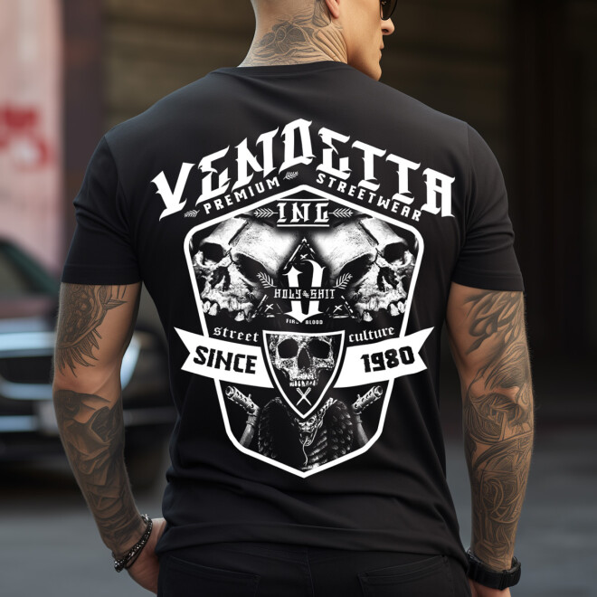 Vendetta Inc. Shirt schwarz Twin Skulls VD-1384 1